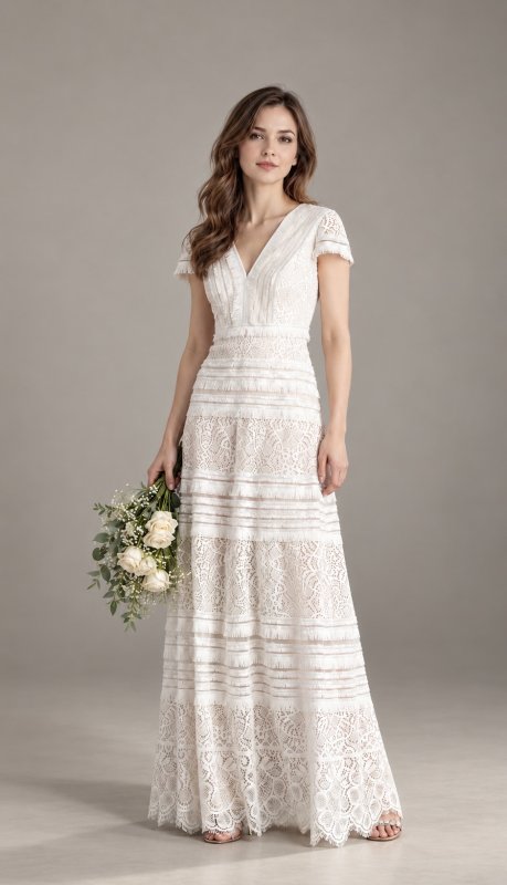 画像4: Tadashi Shoji タダシショージ   Nisa Lace Gown ホワイト系 (4)