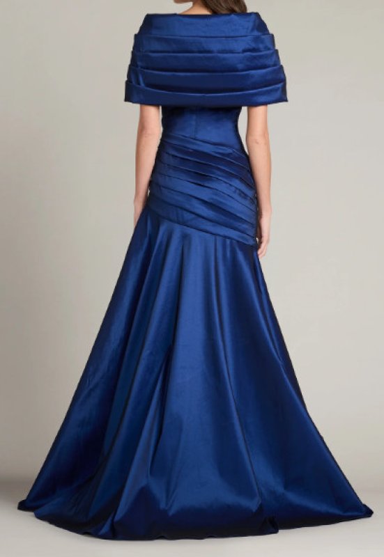 画像2: Tadashi Shoji タダシショージ  Romina Draped Taffeta Gown  ネイビー (2)