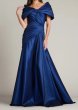 画像1: Tadashi Shoji タダシショージ  Romina Draped Taffeta Gown  ネイビー (1)