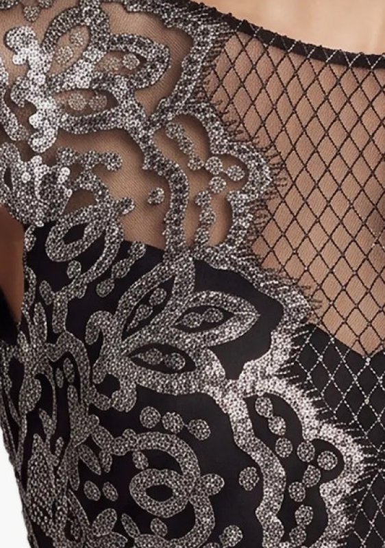 画像3: Tadashi Shoji タダシショージ  Miranda Sequin Embroidered Gown ブラック、シルバー系 (3)