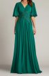 画像1: Tadashi Shoji タダシショージ グリーン 袖あり Indira シフォン ロングドレス｜演奏会、パーティードレス (1)