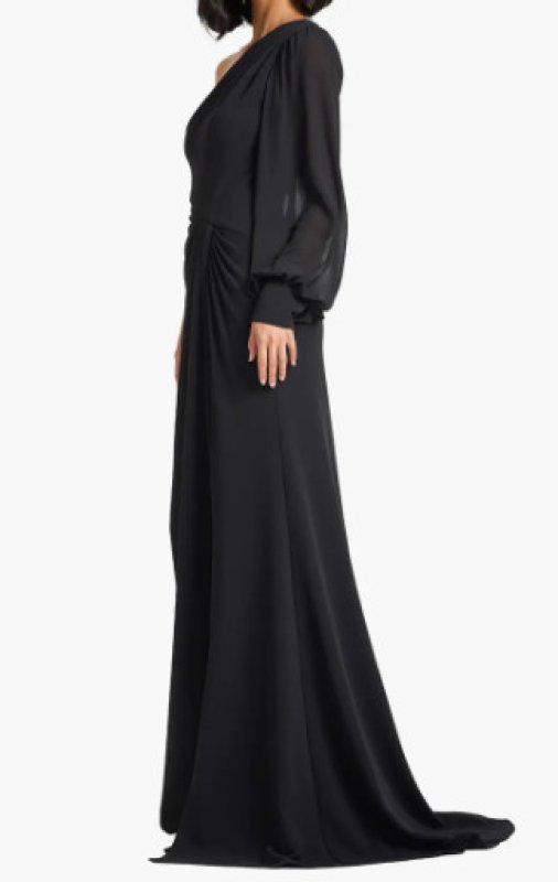 画像3: Tadashi Shoji タダシショージ  Ophira Draped One-Shoulder Gown ブラック (3)