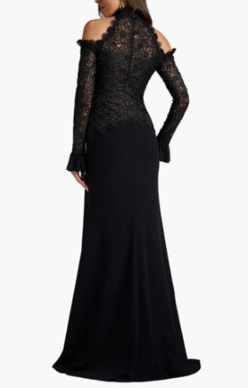 画像2: Tadashi Shoji タダシショージ  Avelora Embroidered Cold-Shoulder Gown  ブラック (2)