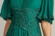 画像4: Tadashi Shoji タダシショージ グリーン 袖あり Indira シフォン ロングドレス｜演奏会、パーティードレス (4)