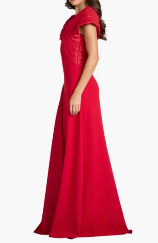 画像3: Tadashi Shoji タダシショージ  Ondria Draped Portrait Collar Gown レッド (3)