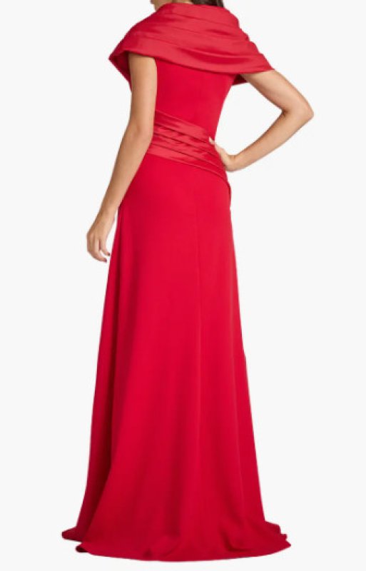 画像2: Tadashi Shoji タダシショージ  Ondria Draped Portrait Collar Gown レッド (2)