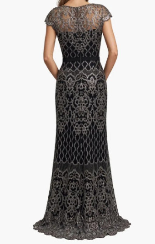 画像2: Tadashi Shoji タダシショージ  Miranda Sequin Embroidered Gown ブラック、シルバー系 (2)