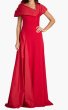 画像1: Tadashi Shoji タダシショージ  Ondria Draped Portrait Collar Gown レッド (1)