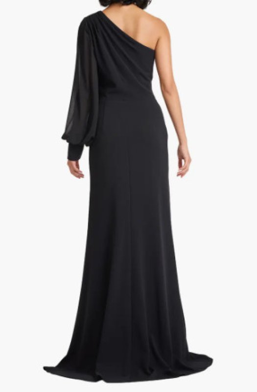 画像2: Tadashi Shoji タダシショージ  Ophira Draped One-Shoulder Gown ブラック (2)