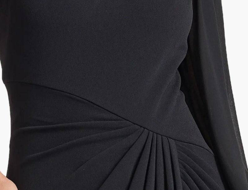 画像4: Tadashi Shoji タダシショージ  Ophira Draped One-Shoulder Gown ブラック (4)