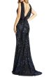 画像3: Ieena for Mac Duggal マックドゥガル　Cowl Back Boat Neck Sequined Evening Gown  ネイビー (3)