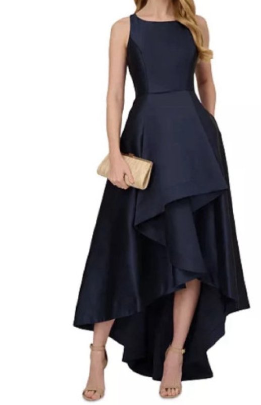画像1: Adrianna Papell アドリアナパペル　Mikado High-Low Gown ネイビー系 (1)