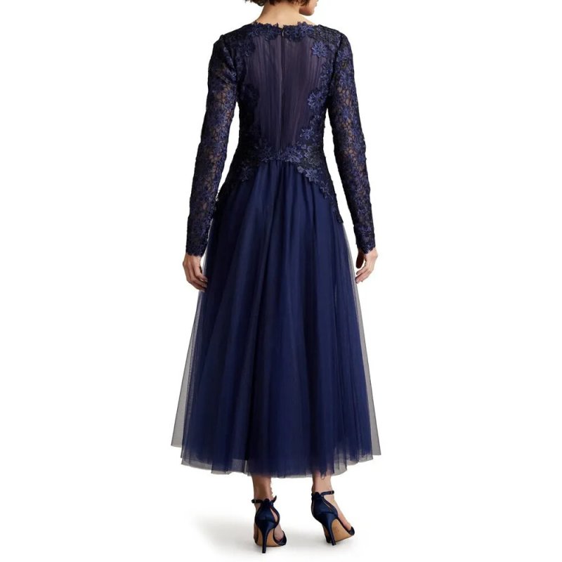 画像4: Tadashi Shoji タダシショージ  Saitta チュールカクテルドレス　ネイビー (4)