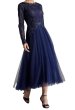 画像1: Tadashi Shoji タダシショージ  Saitta チュールカクテルドレス　ネイビー (1)