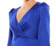 画像4: Ieena for Mac Duggal マックドゥガル  ロイヤルブルー サテン 長袖ロングドレス (4)