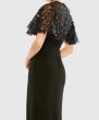 画像4: Mac Duggal マックドゥガル  ブラック 刺繍レース バタフライスリーブ ロングドレス (4)
