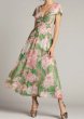 画像1: セール！Tadashi Shoji タダシショージ  AUSRA  花柄プリントドレス　グリーン、ピンク系  41801 (1)