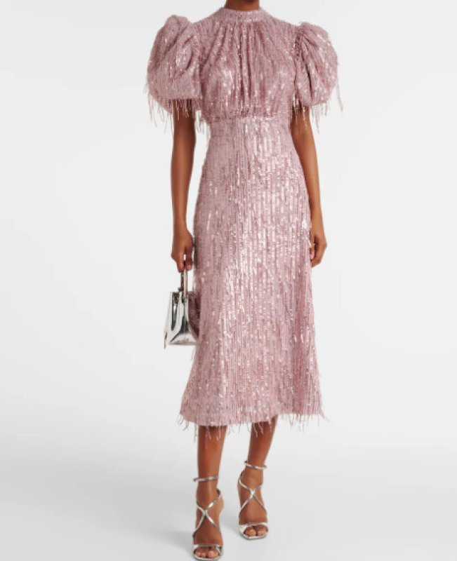 画像2: ROTATE  Dawn Sequin Fringe Midi Dress (2)
