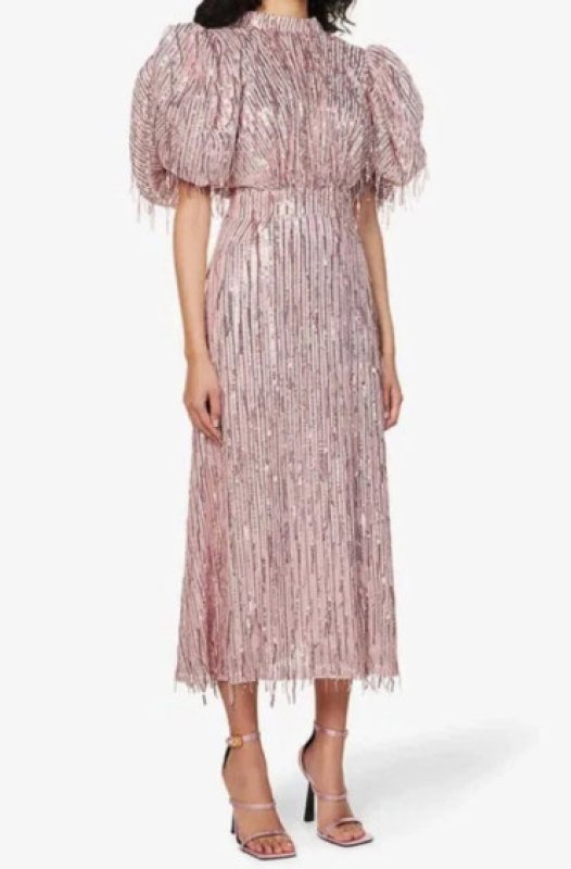 画像1: ROTATE  Dawn Sequin Fringe Midi Dress (1)