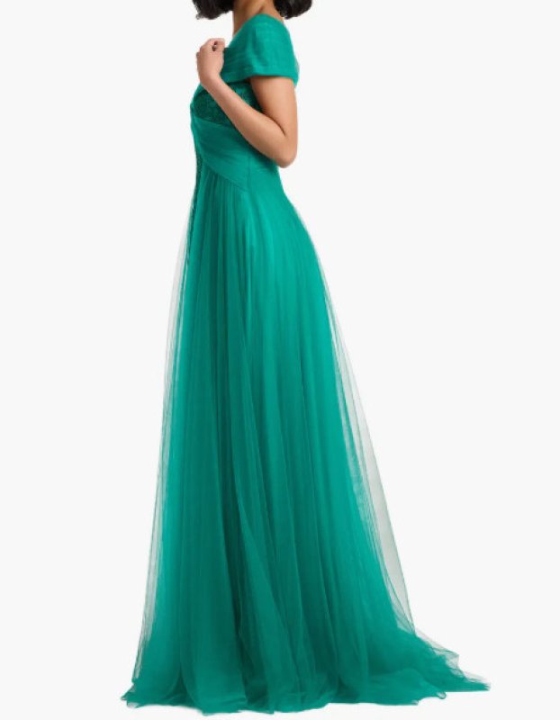 画像3: Tadashi Shoji タダシショージ  Parello Lotus Embroidered Tulle Gown グリーン (3)