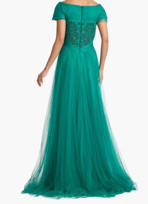 画像2: Tadashi Shoji タダシショージ  Parello Lotus Embroidered Tulle Gown グリーン (2)