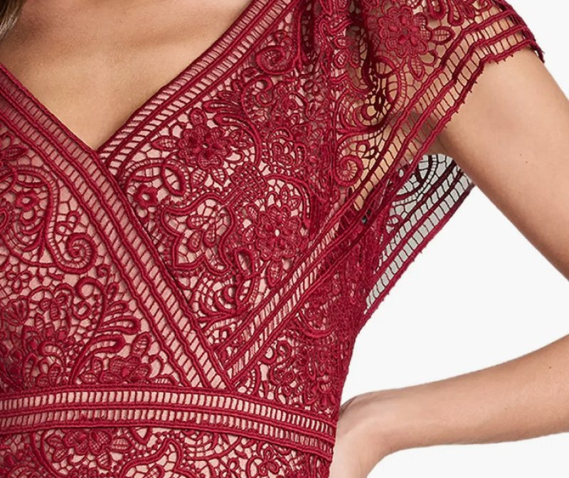 画像4: Tadashi Shoji タダシショージ  Taryn Trackwork Embroidered Mermaid Gown レッド系、ボルドー系 (4)