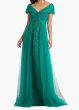 画像1: Tadashi Shoji タダシショージ  Parello Lotus Embroidered Tulle Gown グリーン (1)