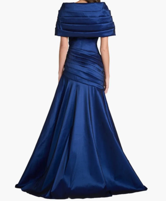 画像2: Tadashi Shoji タダシショージ  Romina Draped Taffeta Gown ネイビー (2)