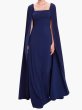 画像1: Marchesa Notte マルケッサノッテ 　ネイビー ビジュー付きケープ ロングドレス (1)