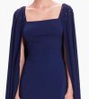 画像3: Marchesa Notte マルケッサノッテ 　ネイビー ビジュー付きケープ ロングドレス (3)