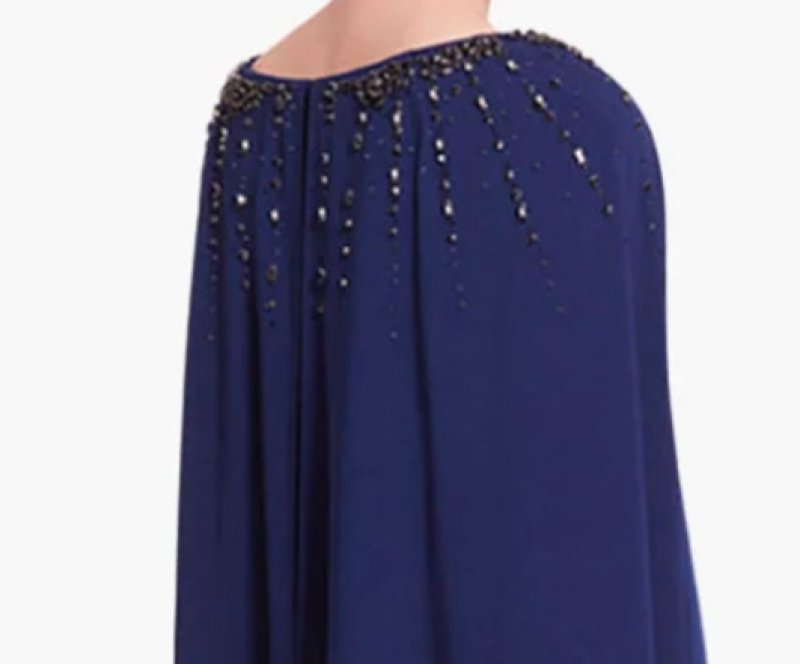 画像4: Marchesa Notte マルケッサノッテ 　ネイビー ビジュー付きケープ ロングドレス (4)