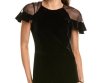 画像2: Eliza J  イライザジェイ 　Sheer Ruffle Shoulder velvet Dress  ブラック (2)
