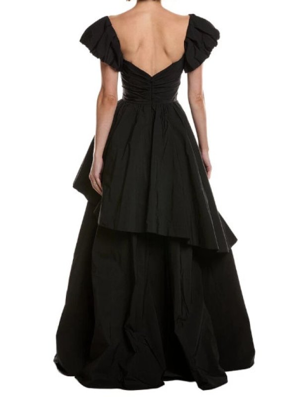 画像2: Marchesa Notte マルケッサノッテ　 ローズラッフル タフタロングドレス　ブラック (2)