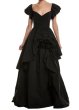 画像1: Marchesa Notte マルケッサノッテ　 ローズラッフル タフタロングドレス　ブラック (1)