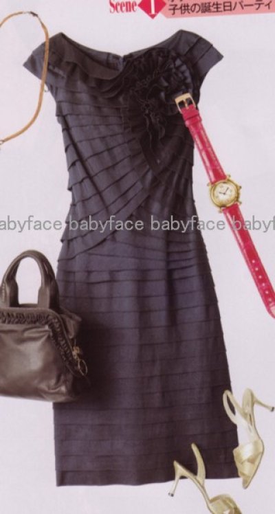 画像2: 【ヴァンサンカン掲載】Tadashi 　Pleated Taffeta Rosette Dress ブラック