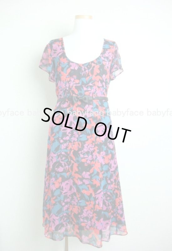 画像1: 【半額以下！】YAYA AFLALO　花柄ボウベルトドレス (1)