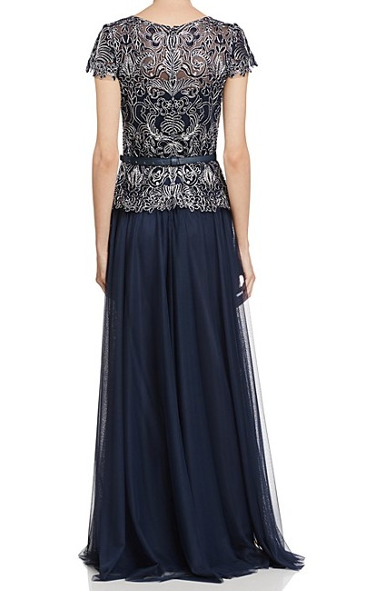 Tadashi Shoji タダシショージ Embroidered Gown ネイビー - インポートワンピース通販babyface