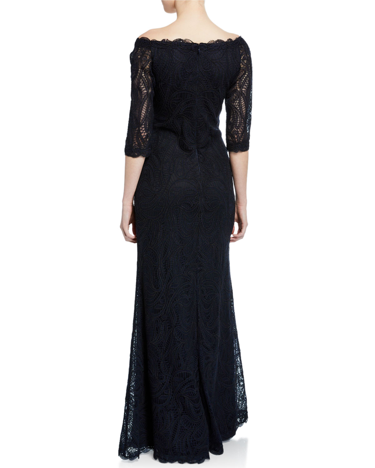 Tadashi Shoji タダシショージ オフショルダー7分袖レースドレス 