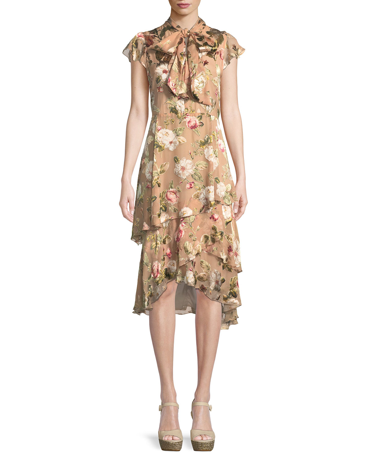 【ドラマ使用】Alice + Olivia アリスアンドオリビア Lavenia Tiered Floral Midi Dress