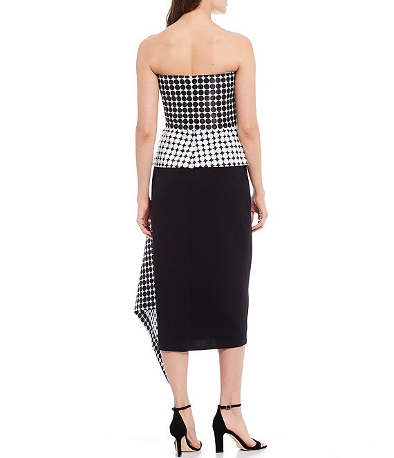 Tadashi Shoji タダシショージ Strapless Sweetheart Neck Polka Dot Dress ブラック