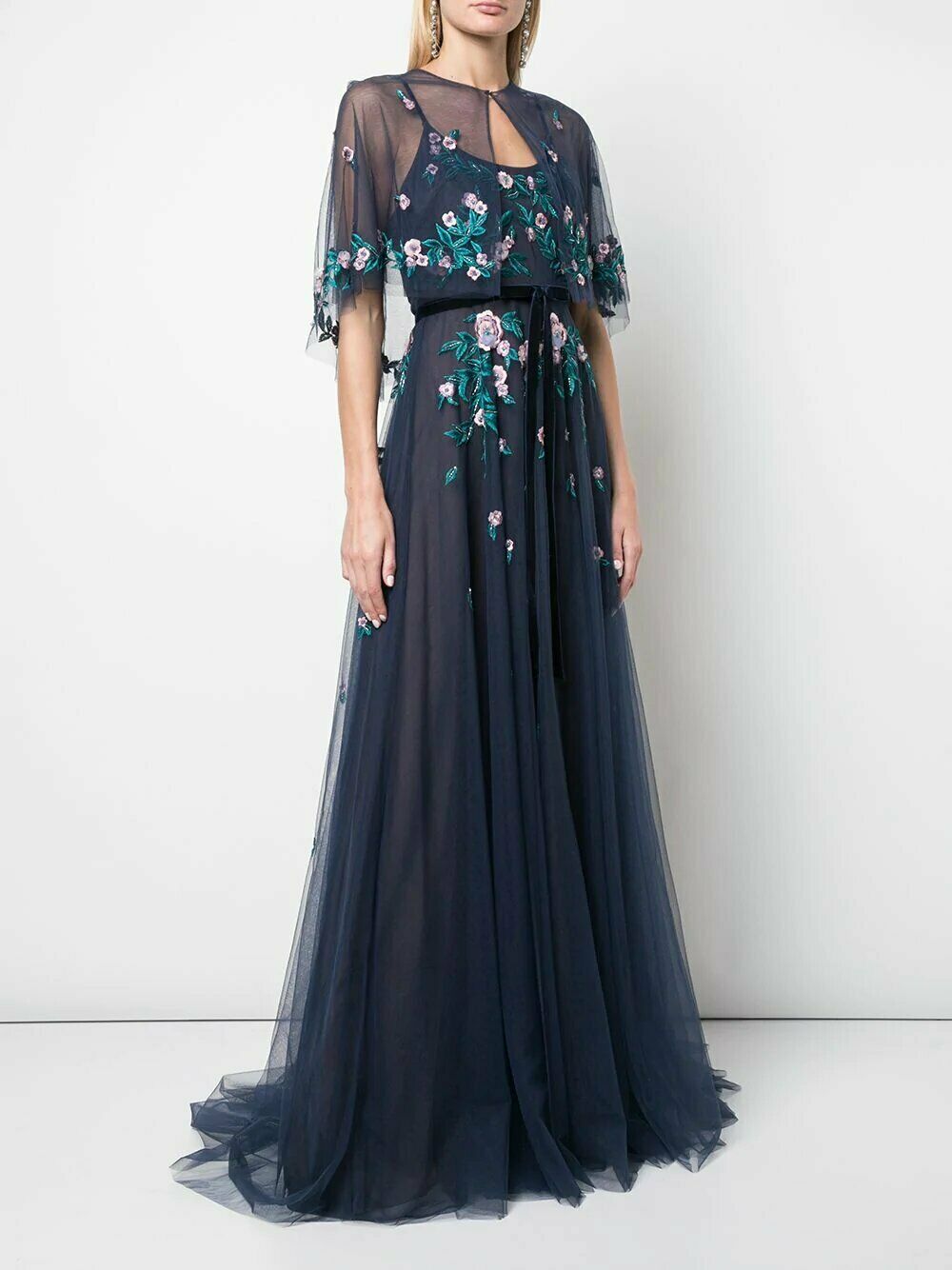 Marchesa Notte マルケッサノッテ ケープレット付きチュールロング ...