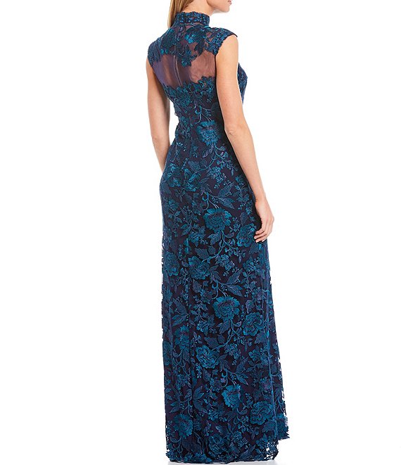 Tadashi Shoji タダシショージ QARA EMBROIDERED GOWN ブルー系 - インポートワンピース通販babyface