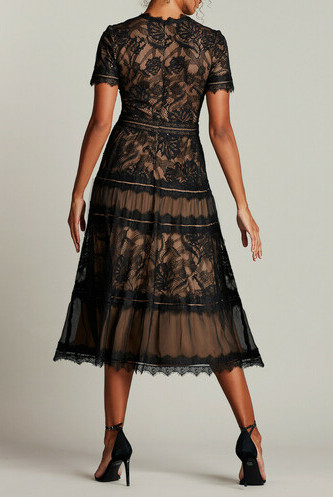 Tadashi Shoji タダシショージ Beatrice ILLUSION DRESS ブラック 