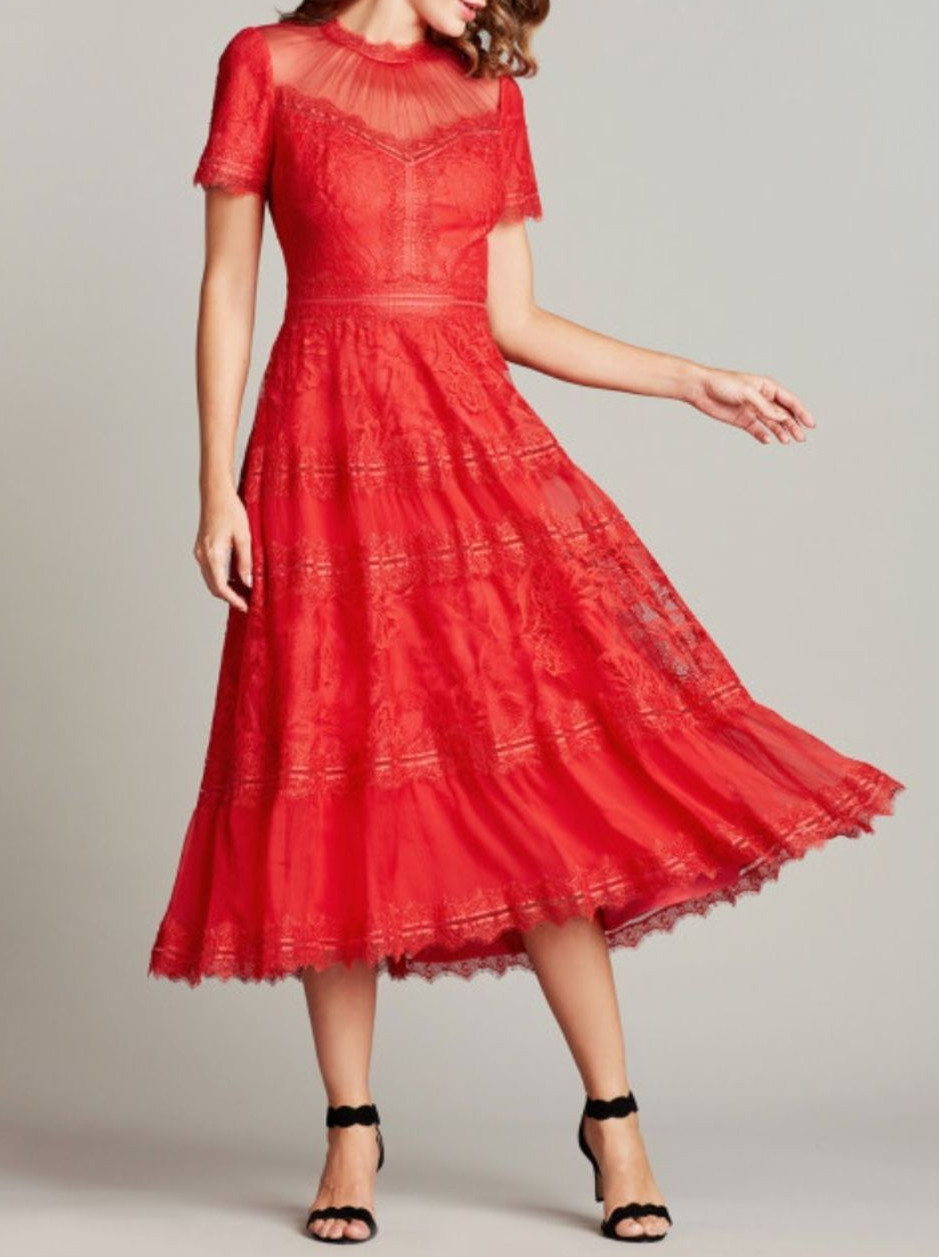 限定色】Tadashi Shoji タダシショージ camilla Lace Tea-Length ...