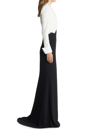 Tadashi Shoji タダシショージ Lace Two-Tone Crepe Gown ブラック ...