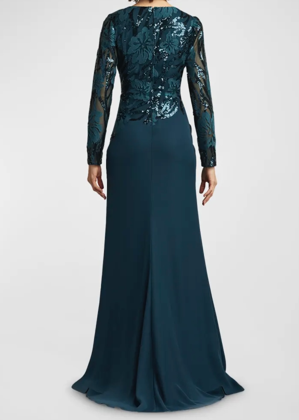 Tadashi Shoji タダシショージ JUANITA SEQUIN-EMBELLISHED GOWN ブルー、グリーン系 - インポート