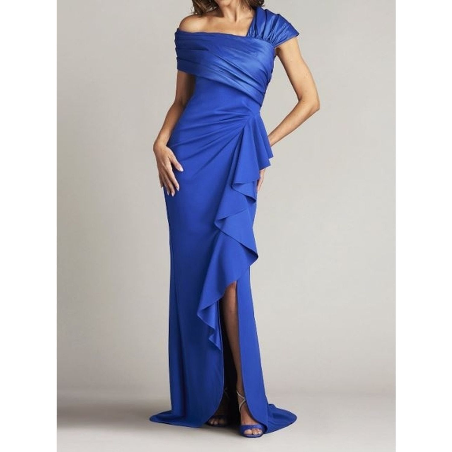 Tadashi Shoji タダシショージ DUKE ASYMMETRIC DRAPED FLOUNCE GOWN ...